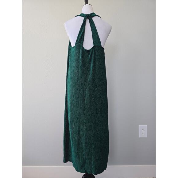 Maeve by Anthropologie Emerald Green Textured Halter Midi Dress Size M Cottage - Picture 4 of 9